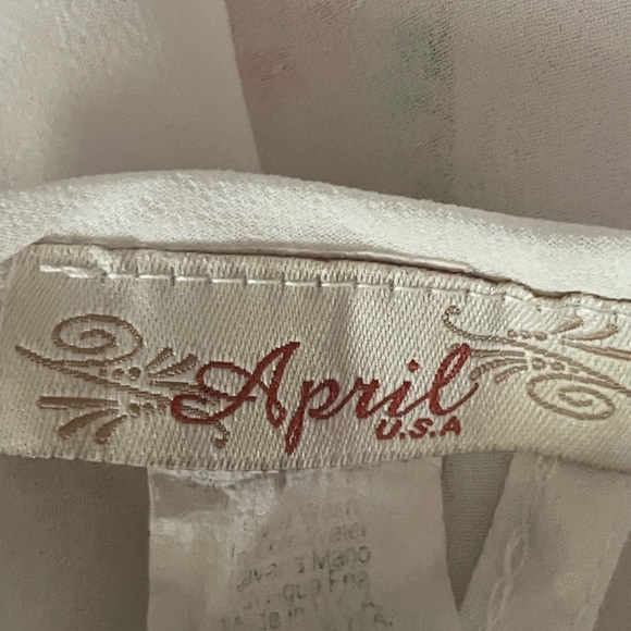 April U.S.A floral sheer blouse size medium back tie short sleeve see thru - Picture 12 of 13